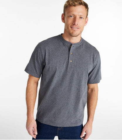 Men's Carefree Unshrinkable Tee, Traditional Fit, Henley - US 0294