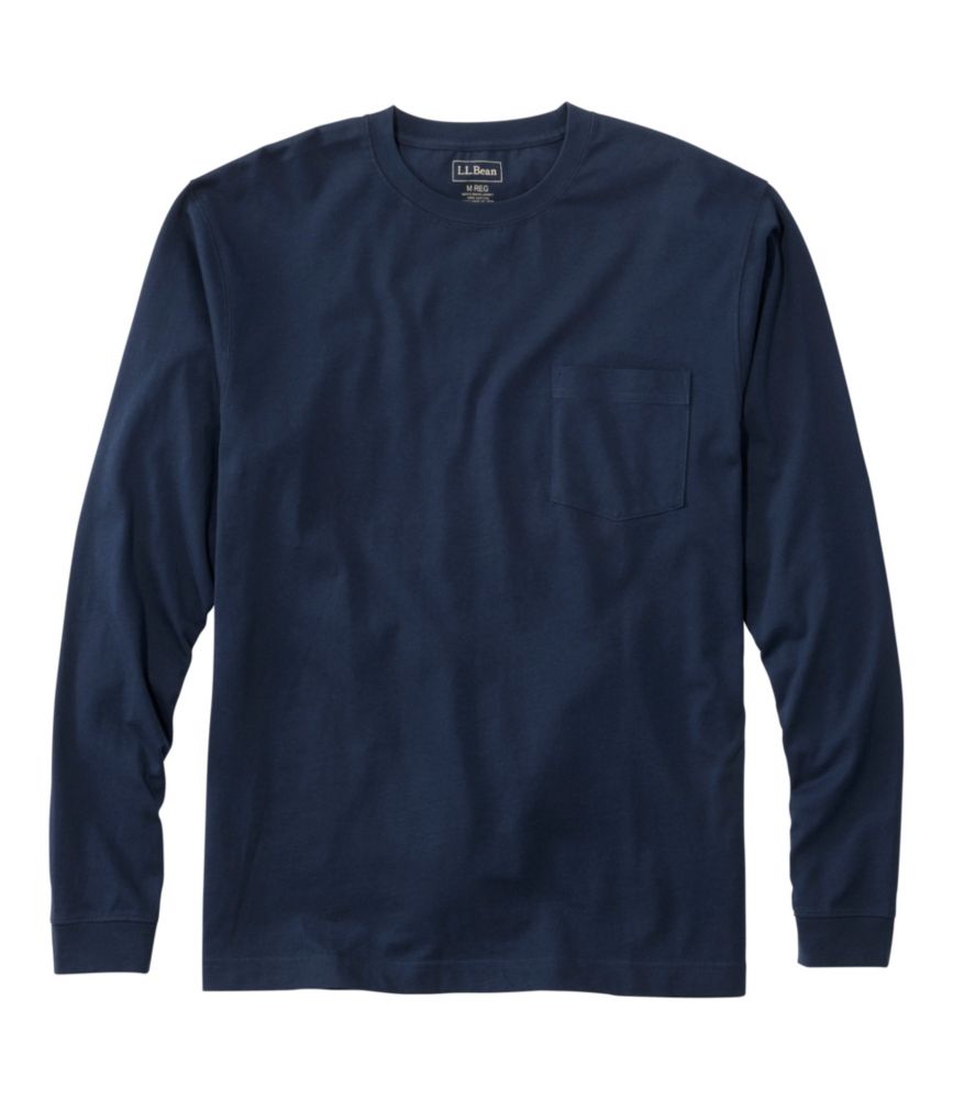 Men's Carefree Unshrinkable Tee with Pocket, Traditional Fit, Long-Sleeve - US 9011