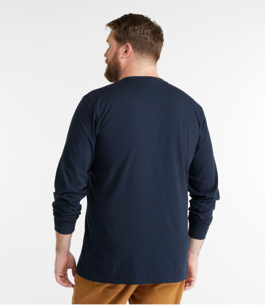 Men's Carefree Unshrinkable Tee with Pocket, Traditional Fit, Long-Sleeve - US 9011