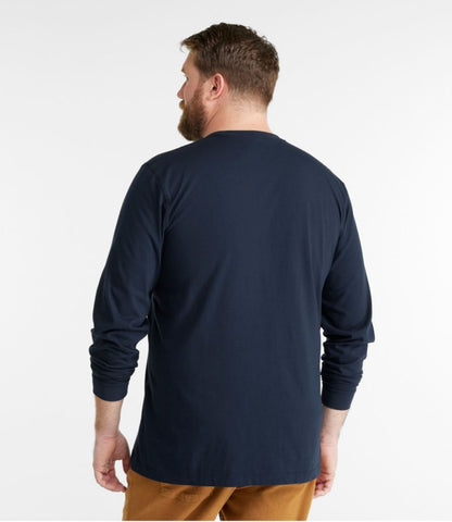 Men's Carefree Unshrinkable Tee with Pocket, Traditional Fit, Long-Sleeve - US 9011