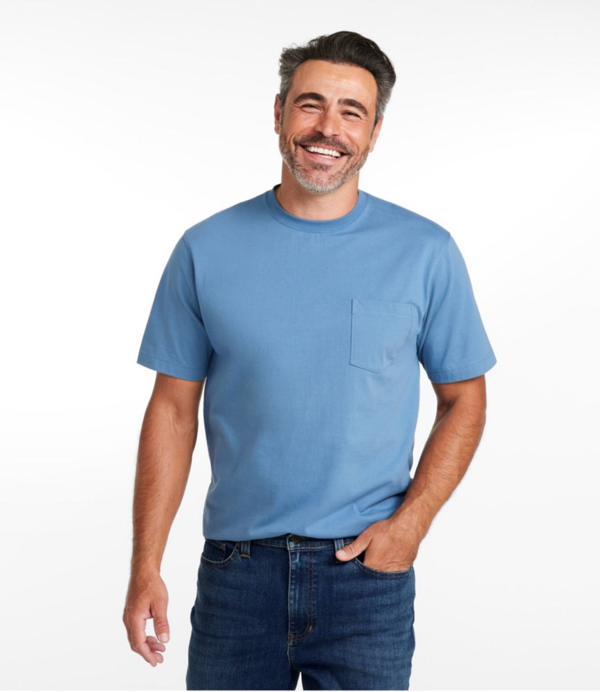 Men's Carefree Unshrinkable Tee with Pocket, Traditional Fit - US 2075
