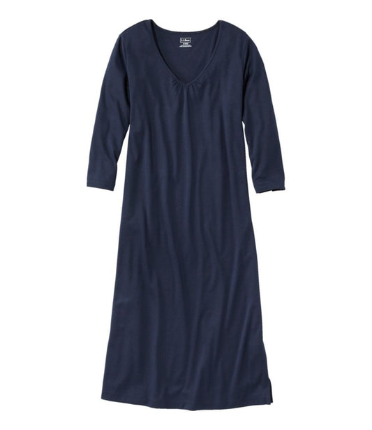 Women's Supima® Cotton Nightgown, V-Neck Three-Quarter-Sleeve - US 6636