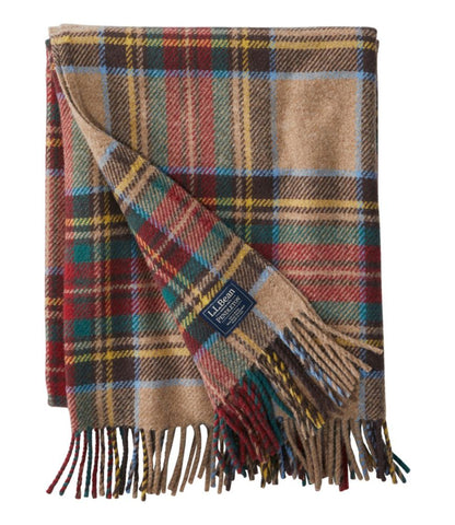 L.L.Bean Washable Wool Throw, Plaid 54" x 60" - US 7456