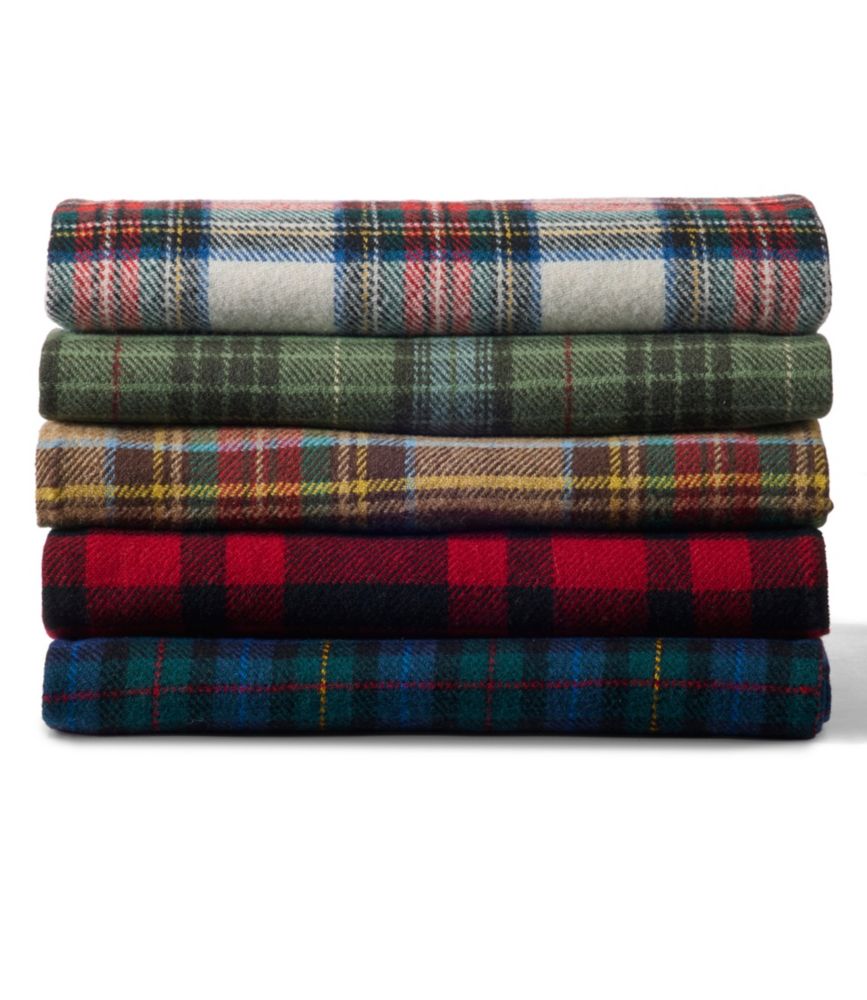 L.L.Bean Washable Wool Throw, Plaid 54" x 60" - US 7456