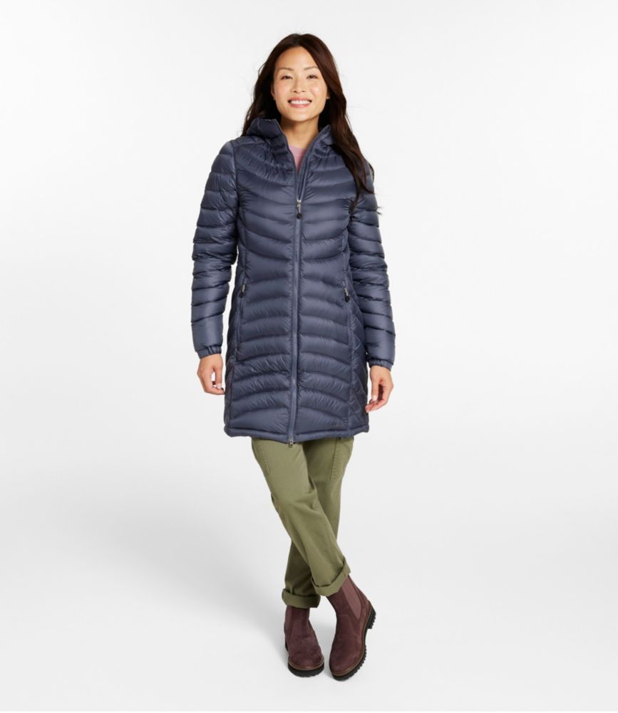 Women's Ultralight 850 Down Hooded Coat, Three-Quarter Length - US 3959