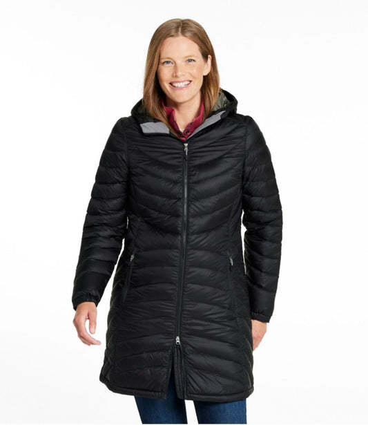 Women's Ultralight 850 Down Hooded Coat, Three-Quarter Length - US 4823