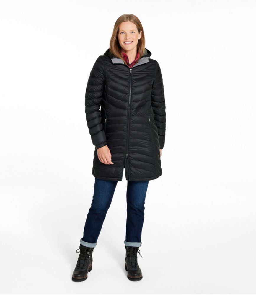 Women's Ultralight 850 Down Hooded Coat, Three-Quarter Length - US 4823