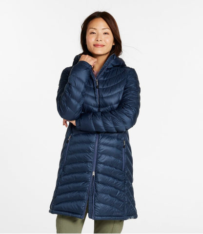 Women's Ultralight 850 Down Hooded Coat, Three-Quarter Length - US 4870