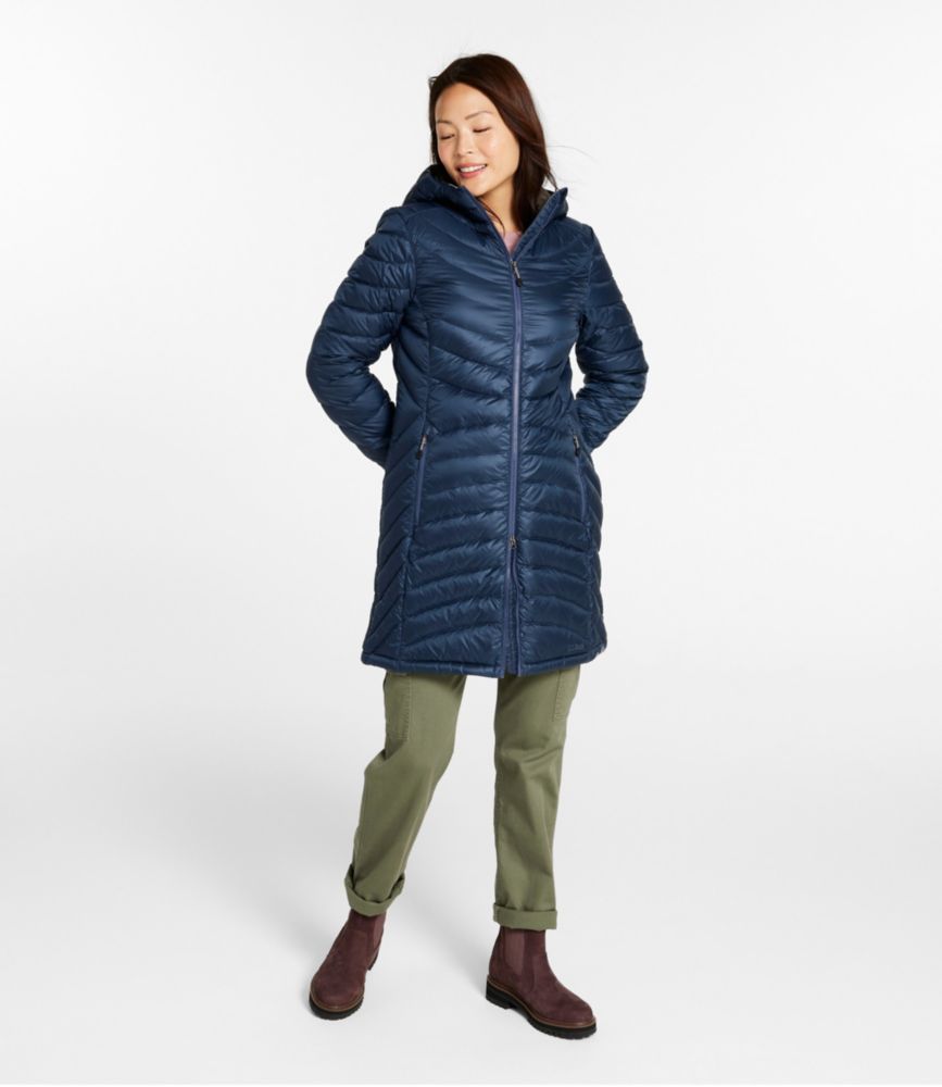 Women's Ultralight 850 Down Hooded Coat, Three-Quarter Length - US 4870