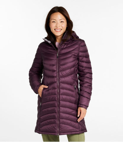 Women's Ultralight 850 Down Hooded Coat, Three-Quarter Length - US 4910