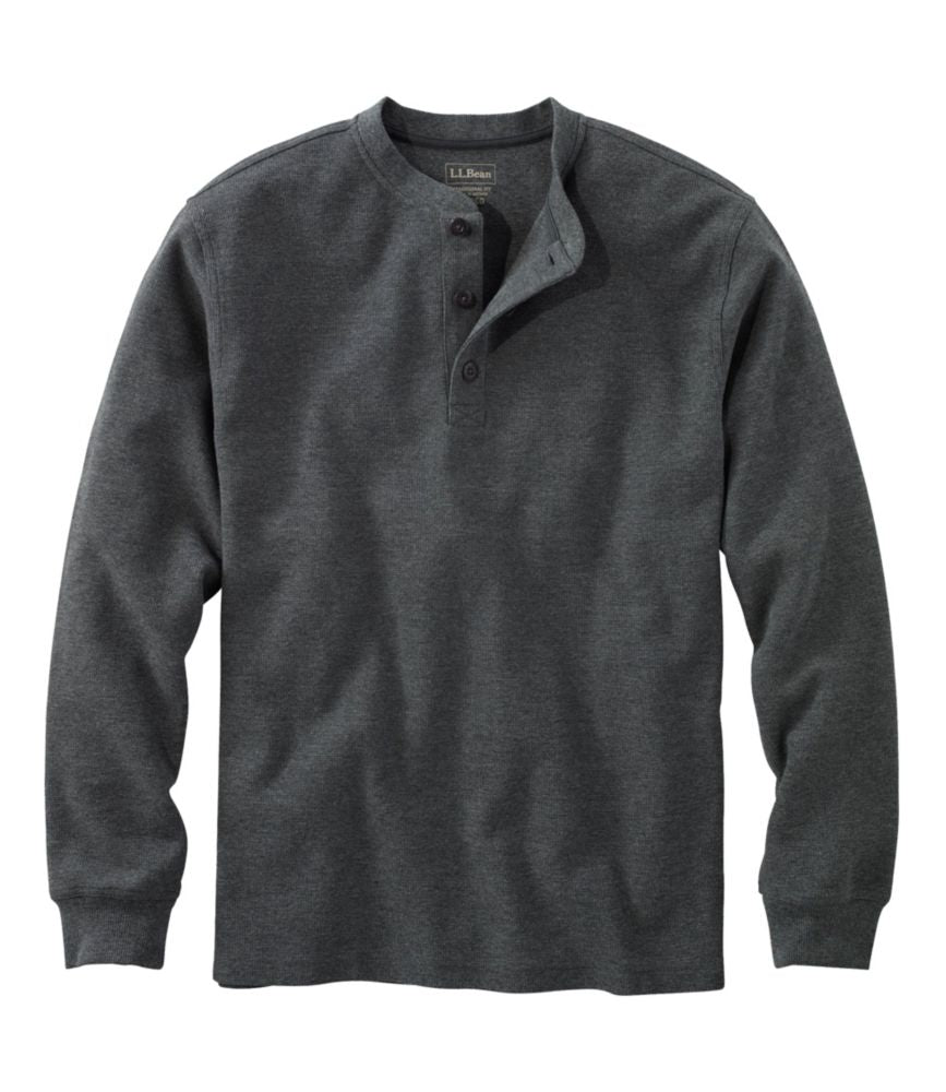 Men's Unshrinkable Mini-Waffle Henley, Long-Sleeve Traditional Fit - US 1133