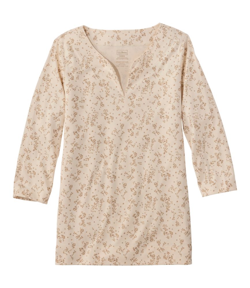 Women's Pima Cotton Tunic, Three-Quarter-Sleeve Splitneck Print - US 1957
