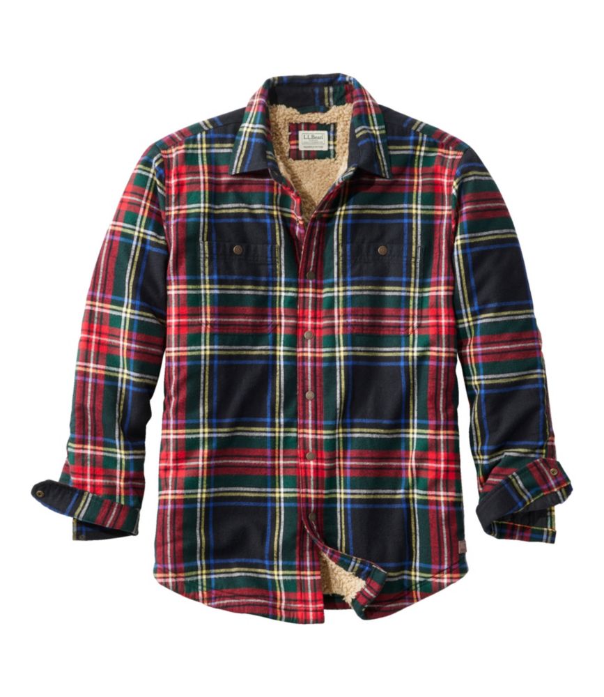 Men's Sherpa-Lined Scotch Plaid Shirt, Slightly Fitted - US 5189