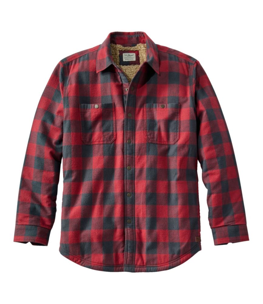 Men's Sherpa-Lined Scotch Plaid Shirt, Slightly Fitted - US 6240