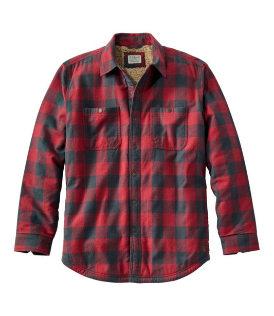 Men's Sherpa-Lined Scotch Plaid Shirt, Slightly Fitted - US 6240