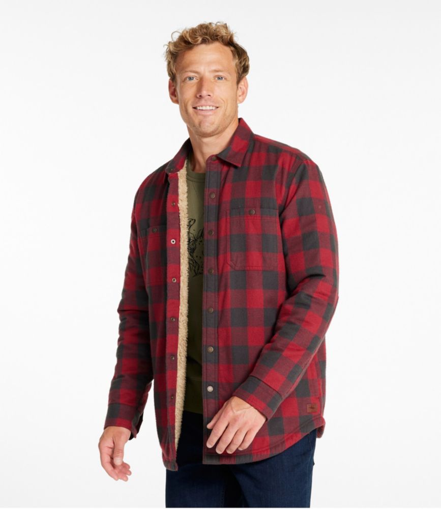 Men's Sherpa-Lined Scotch Plaid Shirt, Slightly Fitted - US 6240