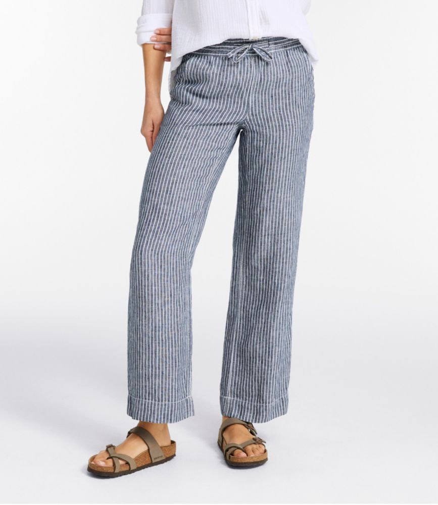 Women's Premium Washable Linen Pull-On Pants, Stripe - US 5014