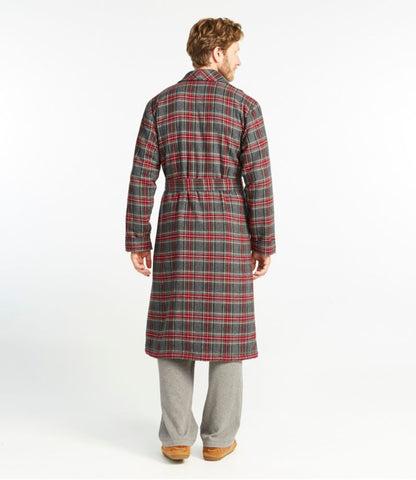 Men's Scotch Plaid Flannel Robe, Sherpa-Lined - US 4074