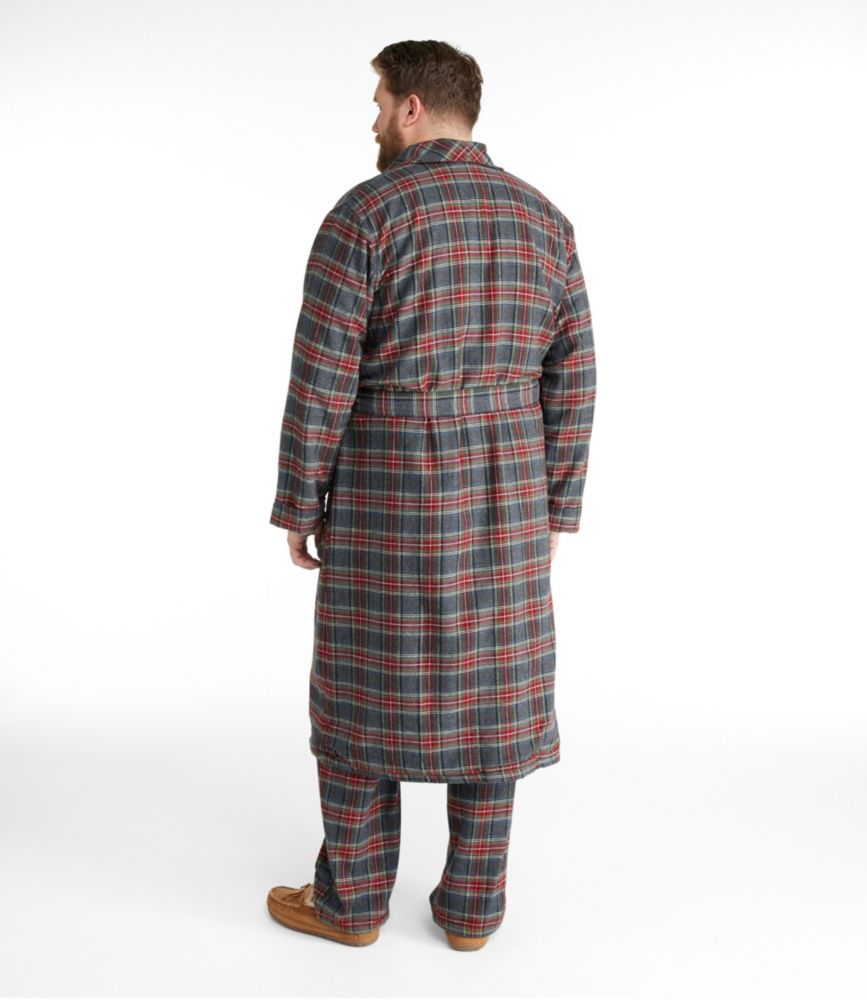 Men's Scotch Plaid Flannel Robe, Sherpa-Lined - US 4074