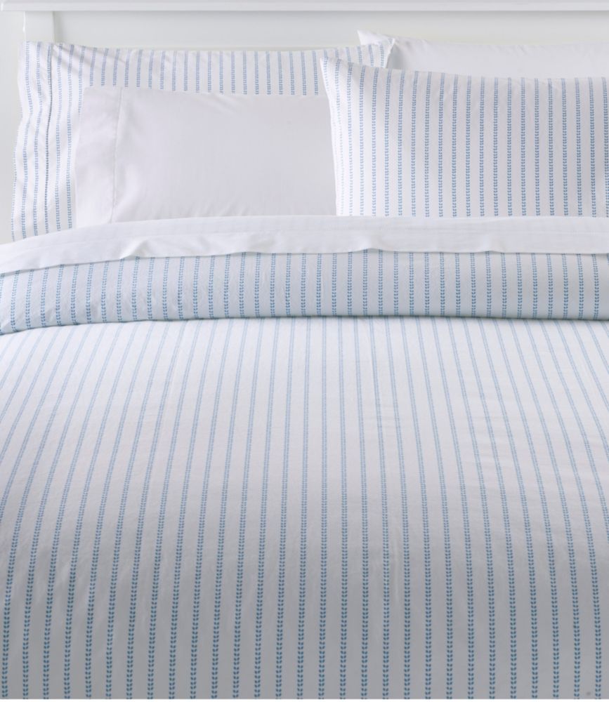 Sunwashed Percale Comforter Cover, Stripe Leaf - US 1017