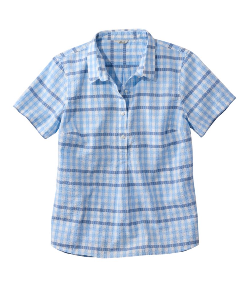 Women's Vacationland Seersucker Shirt, Short-Sleeve Popover Plaid - US 0234
