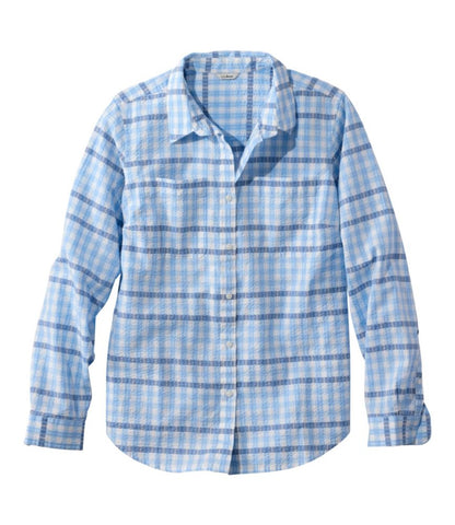 Women's Vacationland Seersucker Shirt, Long-Sleeve Plaid - US 3402