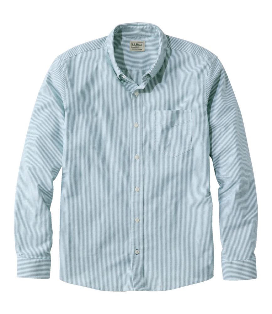 Men's Comfort Stretch Oxford Shirt, Slightly Fitted Untucked Fit, Stripe - US 6956