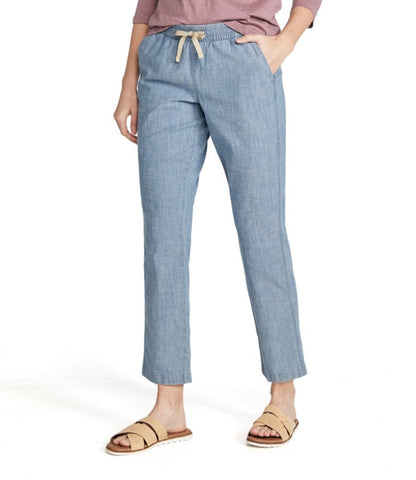 Women's Lakewashed Pull-On Chinos, Mid-Rise Chambray Ankle Pants - US 7088