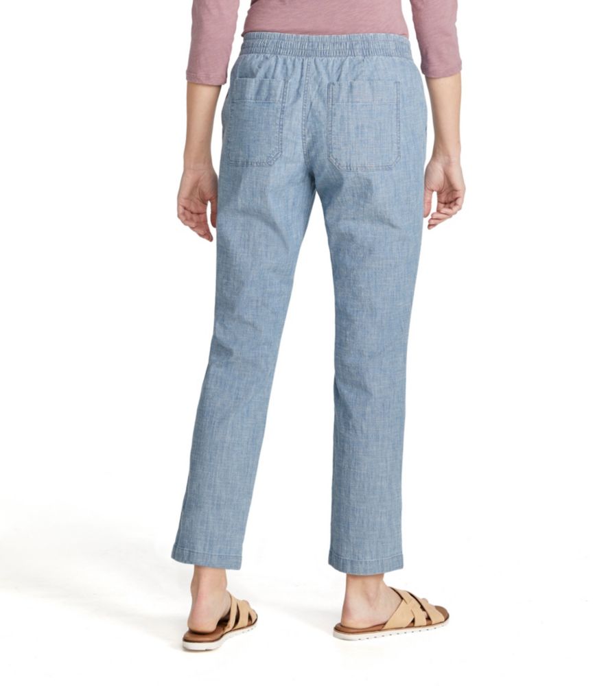Women's Lakewashed Pull-On Chinos, Mid-Rise Chambray Ankle Pants - US 7088