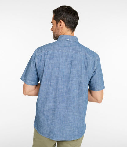 Men's Comfort Stretch® Chambray Shirt, Traditional Untucked Fit, Short-Sleeve - US 1871
