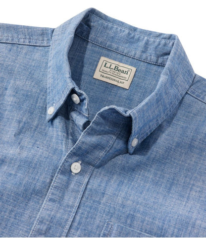 Men's Comfort Stretch® Chambray Shirt, Traditional Untucked Fit, Short-Sleeve - US 1871