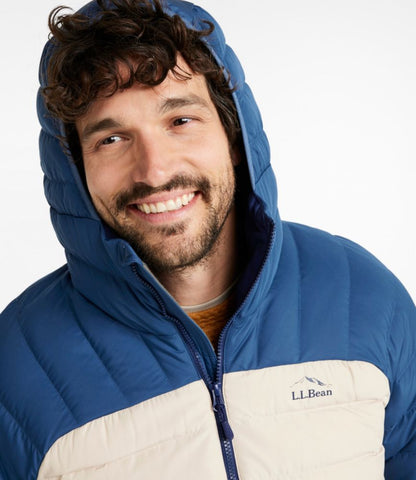 Men's Bean's Down Hooded Jacket, Colorblock - US 2108