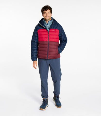 Men's Bean's Down Hooded Jacket, Colorblock - US 9640