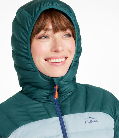 Women's Bean's Down Hooded Jacket, Colorblock - US 1119