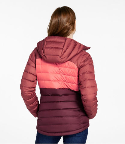 Women's Bean's Down Hooded Jacket, Colorblock - US 3979