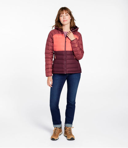 Women's Bean's Down Hooded Jacket, Colorblock - US 3979