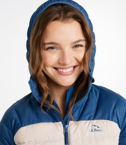 Women's Bean's Down Hooded Jacket, Colorblock - US 5080