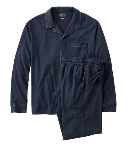 Men's Bean's Cotton Knit Pajamas, Button-Front PJ Set - US 5767