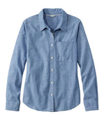 Women's Essential Cotton Shirt, Chambray Long Sleeve - US 9595