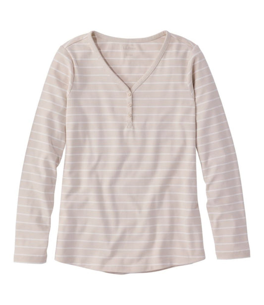 Women's L.L.Bean V-Neck Henley, Long-Sleeve Stripe - US 8379