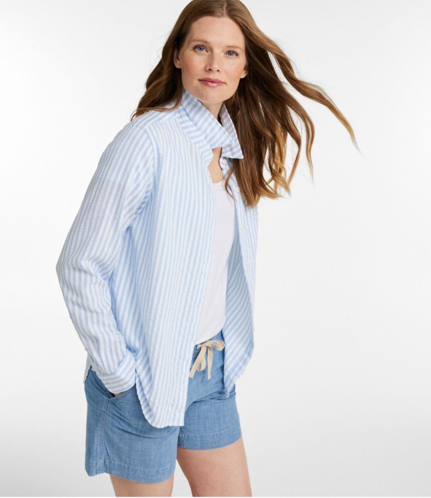 Women's Bean's Seacoast Seersucker Big Shirt - US 5054