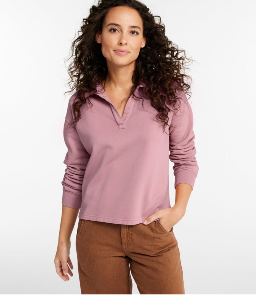 Women's Sunwashed Sweats, Splitneck Polo - US 3629