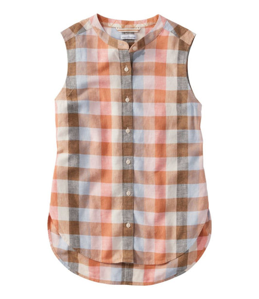 Women's Signature Linen-Blend Button-Front Shirt, Sleeveless - US 2634