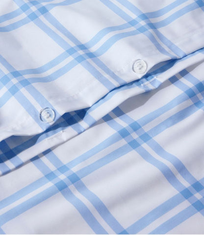 280-Thread-Count Pima Cotton Percale Comforter Cover Collection, Windowpane - US 8753