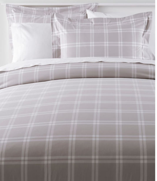 280-Thread-Count Pima Cotton Percale Comforter Cover Collection, Windowpane - US 7064
