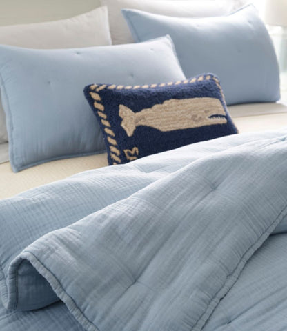Wool Hooked Throw Pillow, Whale, 12" x 18" - US 3708