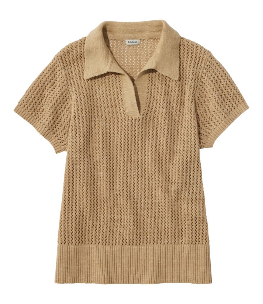 Women's Organic Cotton Slub Pointelle Sweater, Polo - US 0067