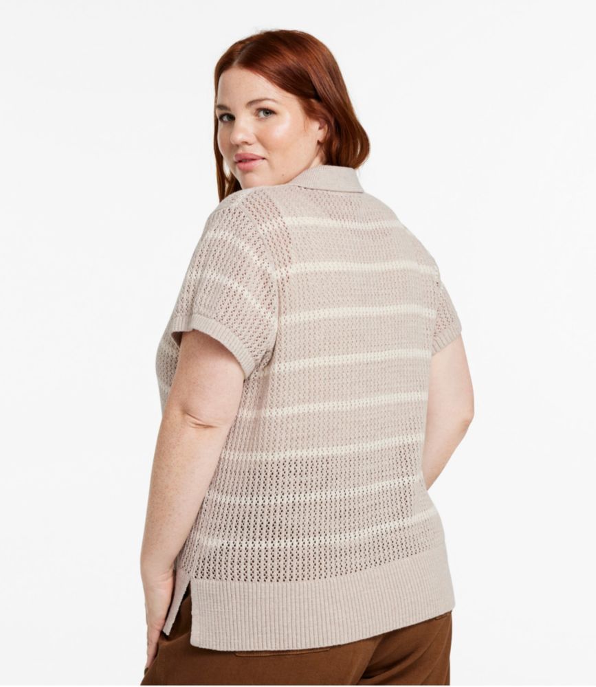 Women's Organic Cotton Slub Pointelle Sweater, Polo - US 6601