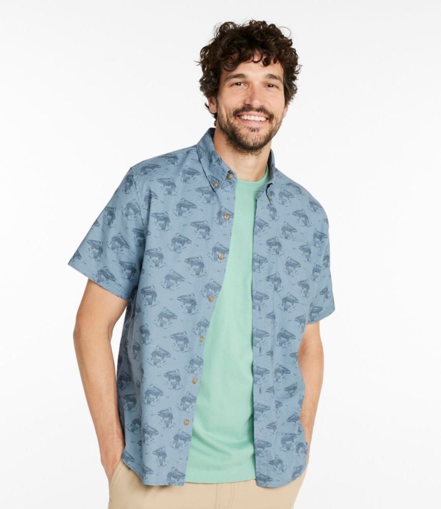 Men's Stonecoast Hemp Shirt, Short-Sleeve, Slightly Fitted Untucked Fit, Print - US 3898