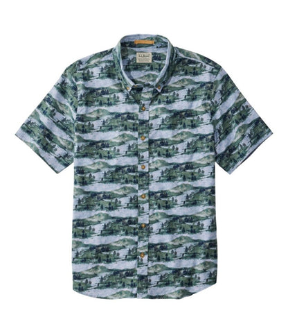 Men's Stonecoast Hemp Shirt, Short-Sleeve, Slightly Fitted Untucked Fit, Print - US 4826